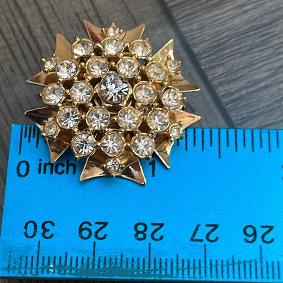 Vintage Clear Rhinestone Maltese Style Cross Pendant Pin Matching Clip Earrings - Picture 9 of 16